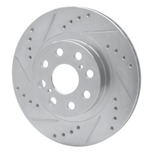 Toyota MR2 Spyder Brake Rotor (1) - Rear Left - R1 Concepts - Drilled & Slotted - Silver - `00-`05